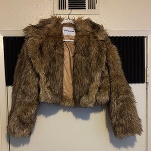 Missguided Tan Faux Fur Jacket